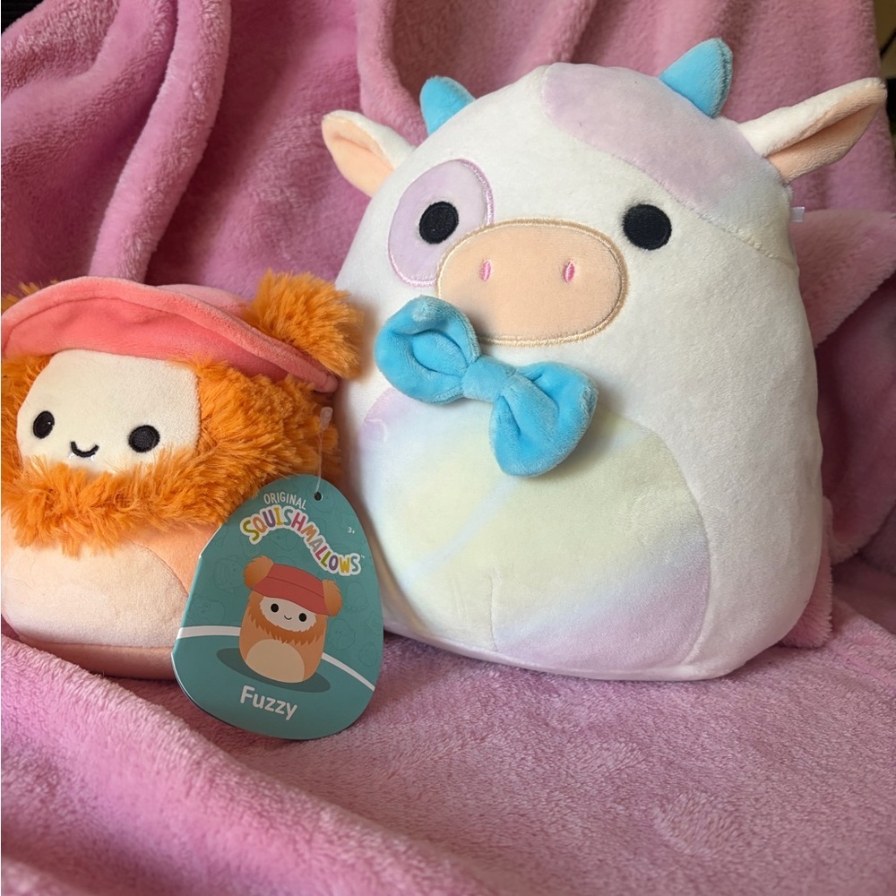 Squishmallow Bigfoot fuzzy BNWT + cow Belozi - Picture 3 of 3